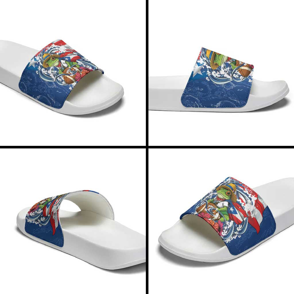 Puerto Rican Coquí Football Slide Sandals Here For The Benito Bowl