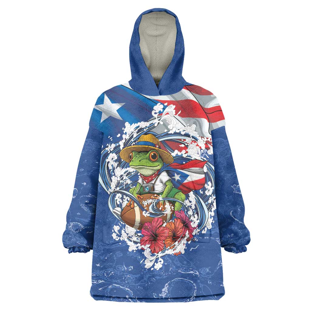 Puerto Rican Coquí Football Wearable Blanket Hoodie Here For The Benito Bowl