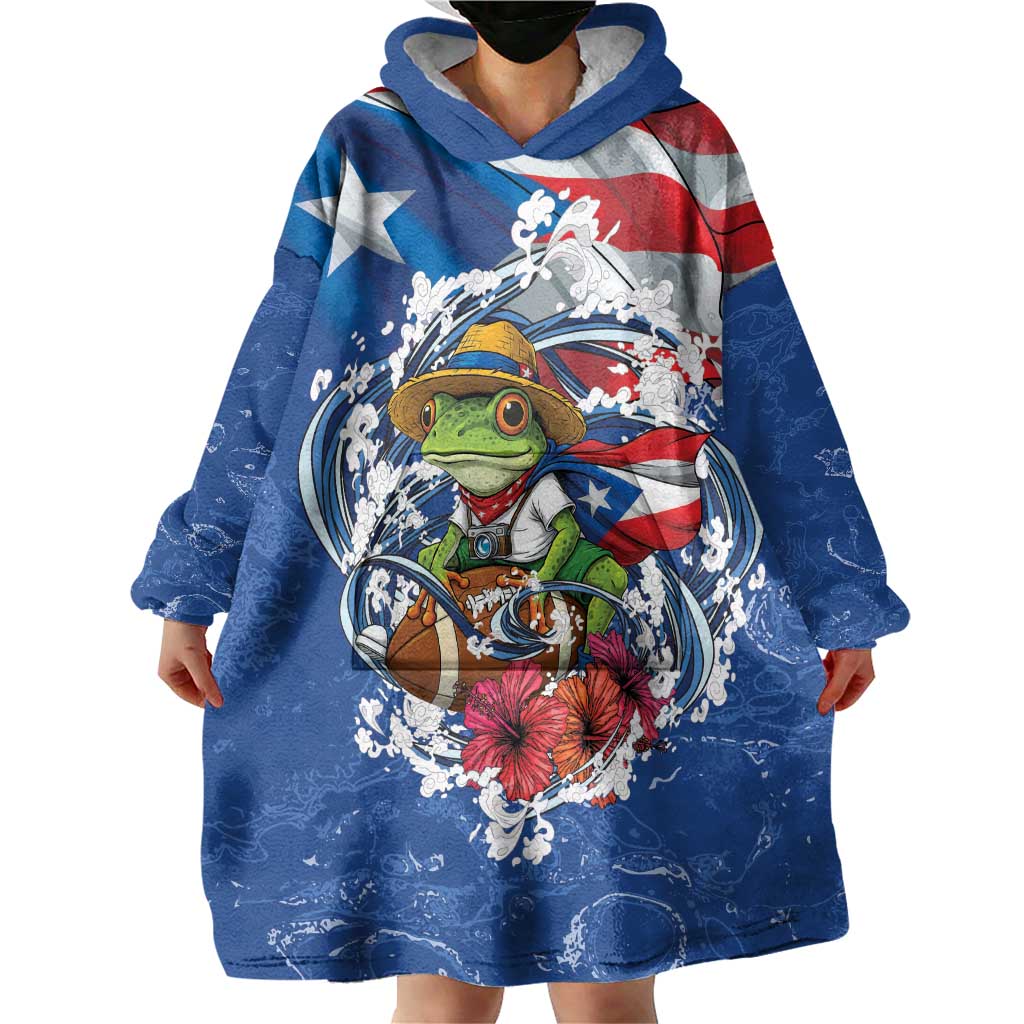 Puerto Rican Coquí Football Wearable Blanket Hoodie Here For The Benito Bowl