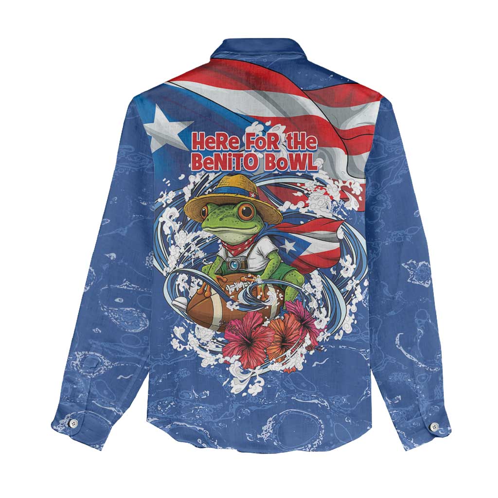 Puerto Rican Coquí Football Women Casual Shirt Here For The Benito Bowl