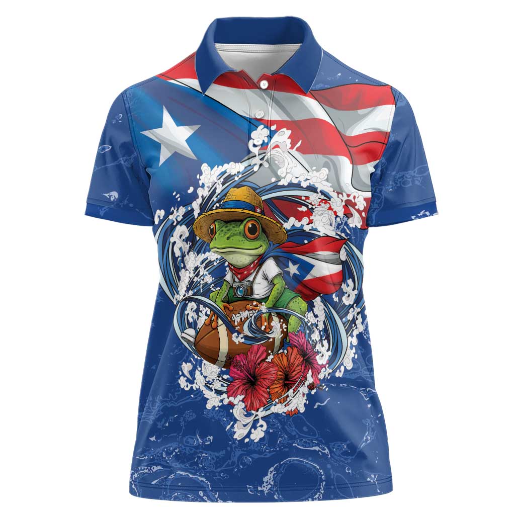 Puerto Rican Coquí Football Women Polo Shirt Here For The Benito Bowl