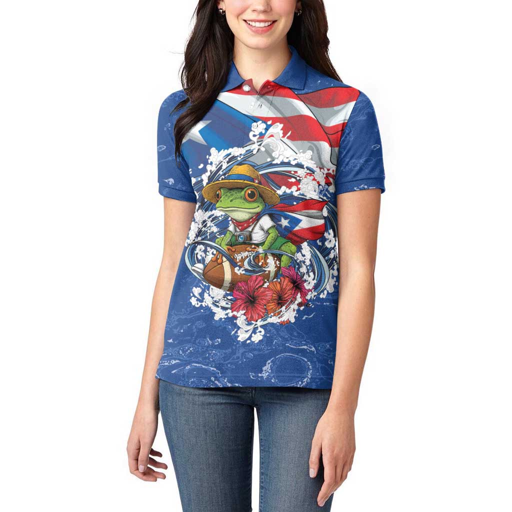 Puerto Rican Coquí Football Women Polo Shirt Here For The Benito Bowl
