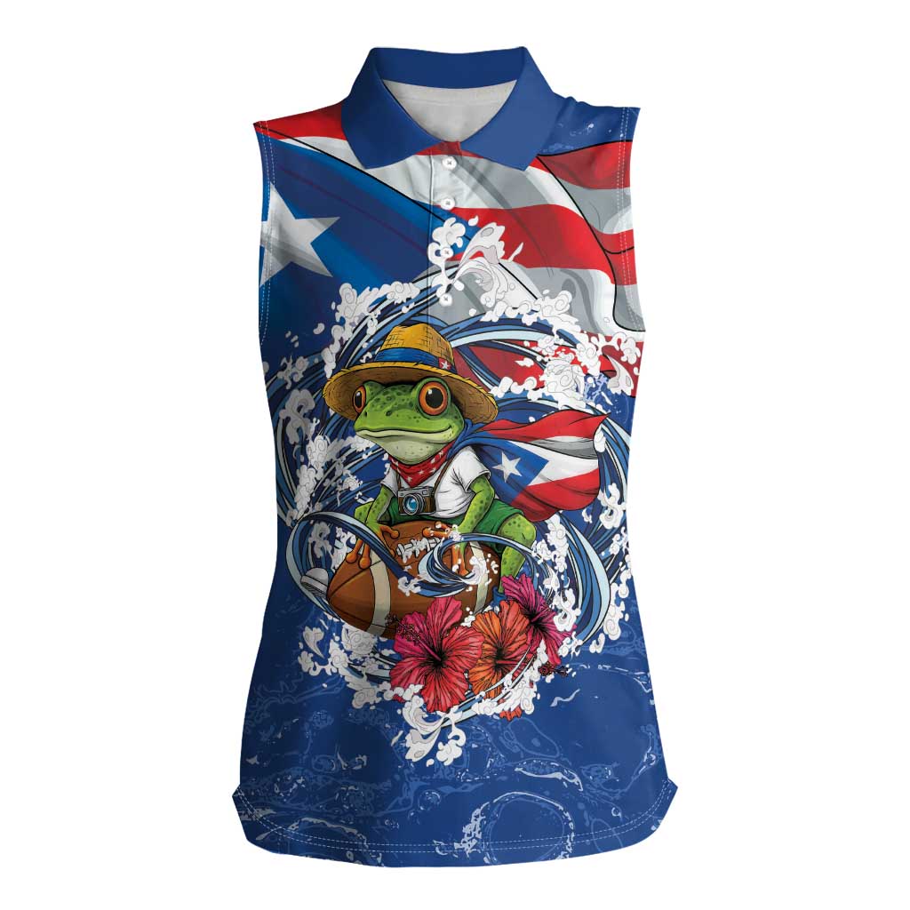 Puerto Rican Coquí Football Women Sleeveless Polo Shirt Here For The Benito Bowl