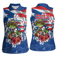 Puerto Rican Coquí Football Women Sleeveless Polo Shirt Here For The Benito Bowl