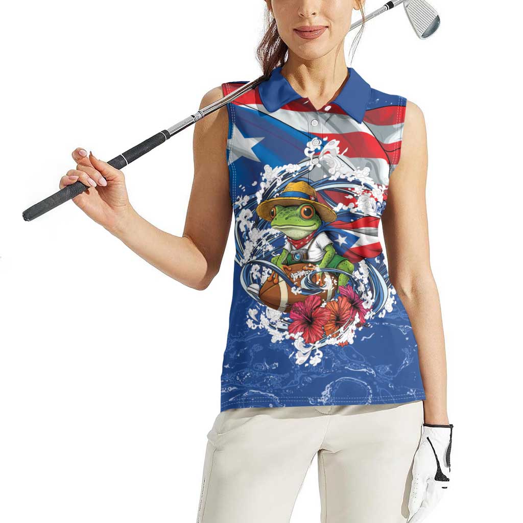 Puerto Rican Coquí Football Women Sleeveless Polo Shirt Here For The Benito Bowl