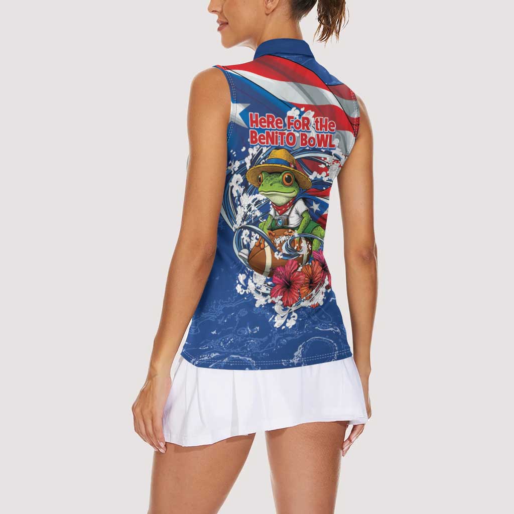Puerto Rican Coquí Football Women Sleeveless Polo Shirt Here For The Benito Bowl
