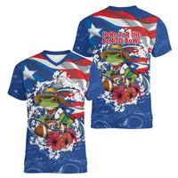 Puerto Rican Coquí Football Women V-Neck T-Shirt Here For The Benito Bowl