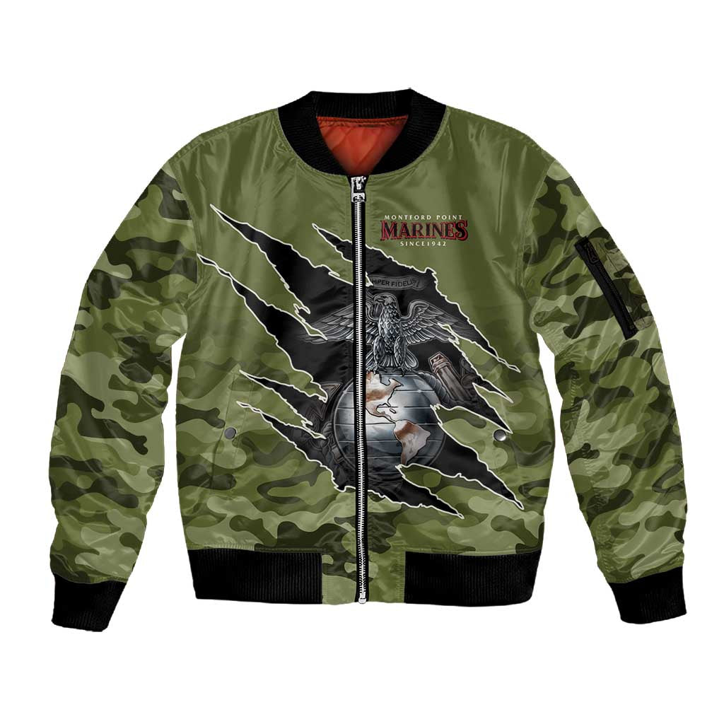 Montford Point Marines Sleeve Zip Bomber Jacket African American Breaking Barriers 1942