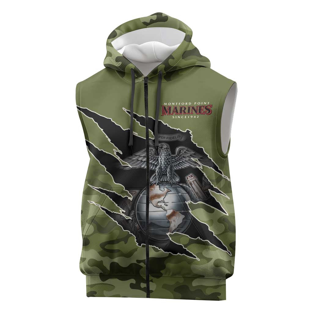Montford Point Marines Sleeveless Zip Hoodie African American Breaking Barriers 1942