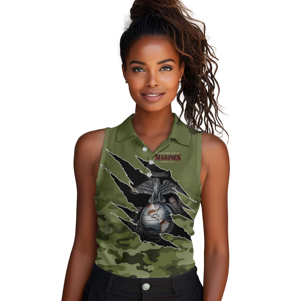 Montford Point Marines Women Sleeveless Polo Shirt African American Breaking Barriers 1942