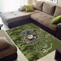 Montford Point Marines Area Rug Flame Fire Military Green Camo