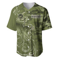 Montford Point Marines Baseball Jersey Flame Fire Military Green Camo