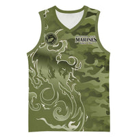 Montford Point Marines Basketball Jersey Flame Fire Military Green Camo