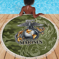 Montford Point Marines Beach Blanket Flame Fire Military Green Camo