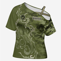 Montford Point Marines Cross Shoulder Shirt Flame Fire Military Green Camo