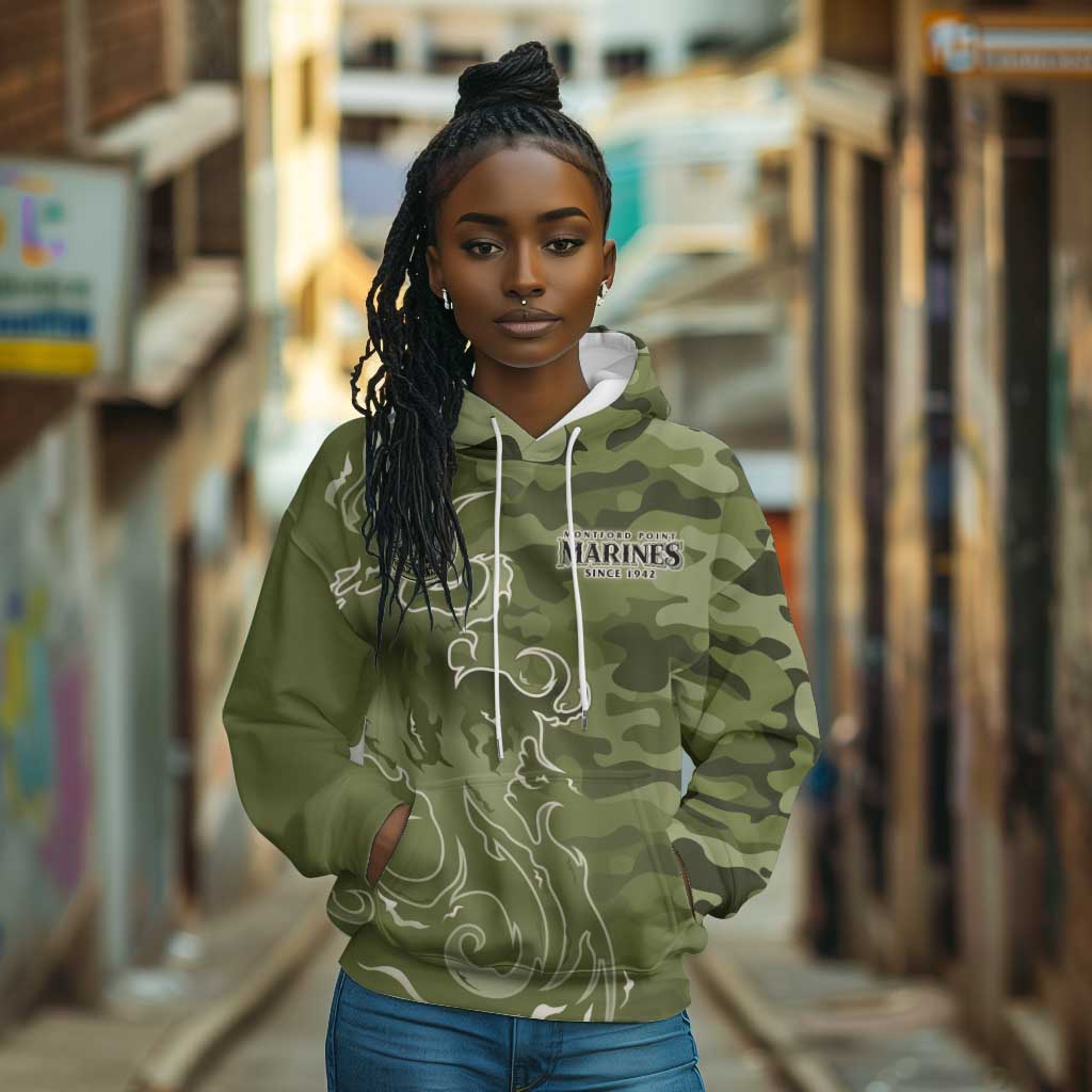 Montford Point Marines Hoodie Flame Fire Military Green Camo