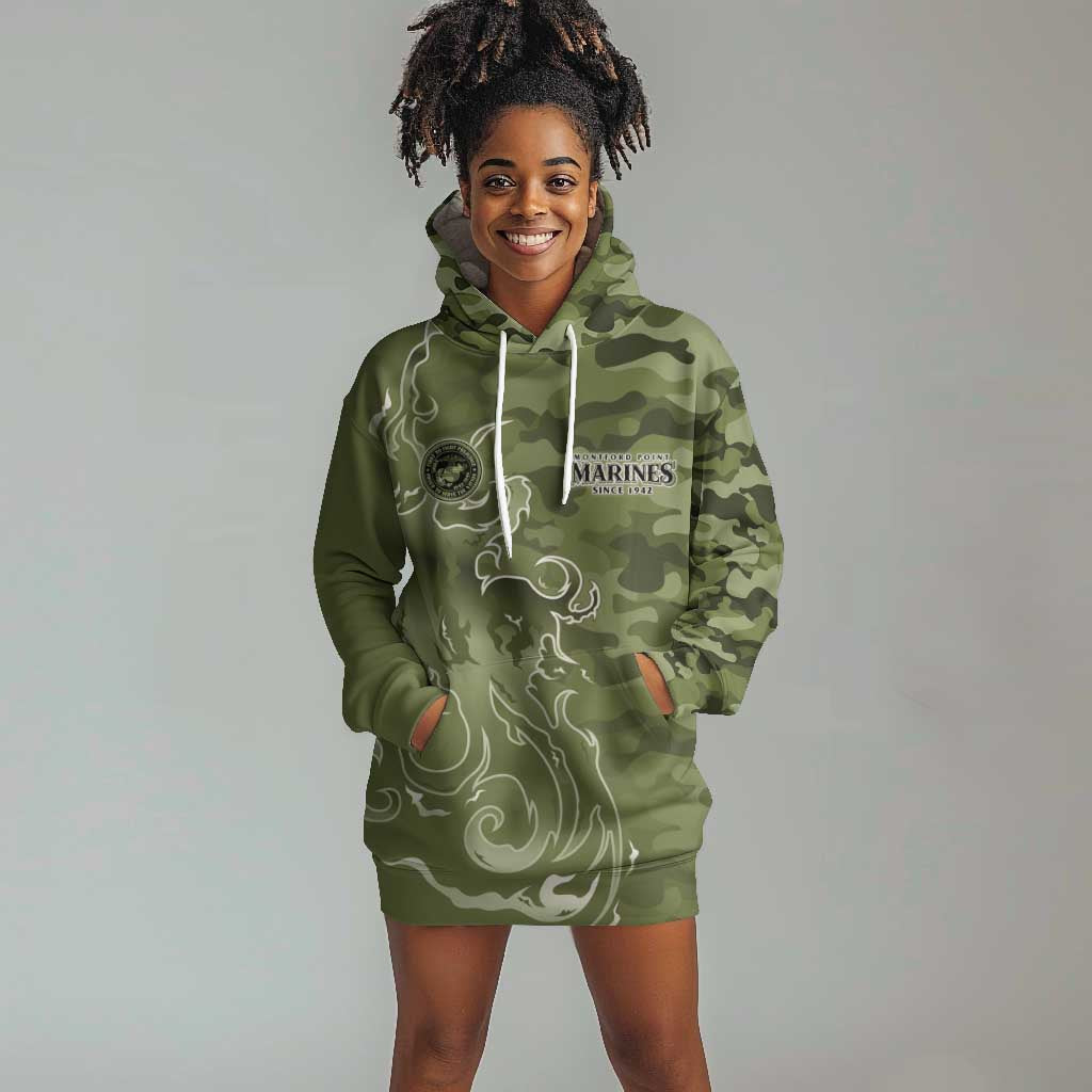 Montford Point Marines Hoodie Dress Flame Fire Military Green Camo