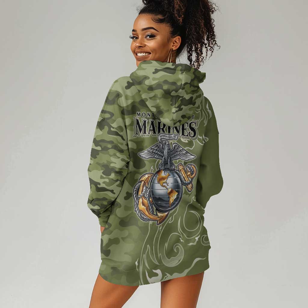Montford Point Marines Hoodie Dress Flame Fire Military Green Camo