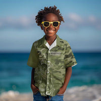 Montford Point Marines Kid Hawaiian Shirt Flame Fire Military Green Camo
