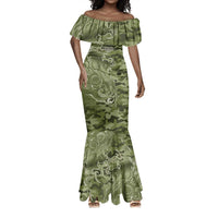 Montford Point Marines Mermaid Dress Flame Fire Military Green Camo