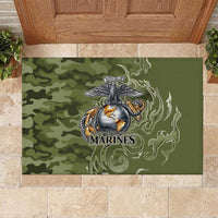 Montford Point Marines Rubber Doormat Flame Fire Military Green Camo