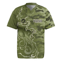 Montford Point Marines Rugby Jersey Flame Fire Military Green Camo