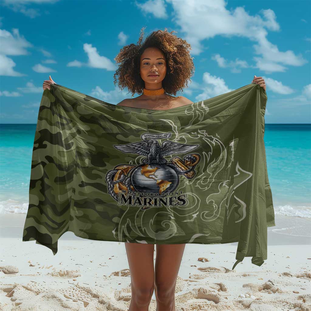 Montford Point Marines Sarong Flame Fire Military Green Camo