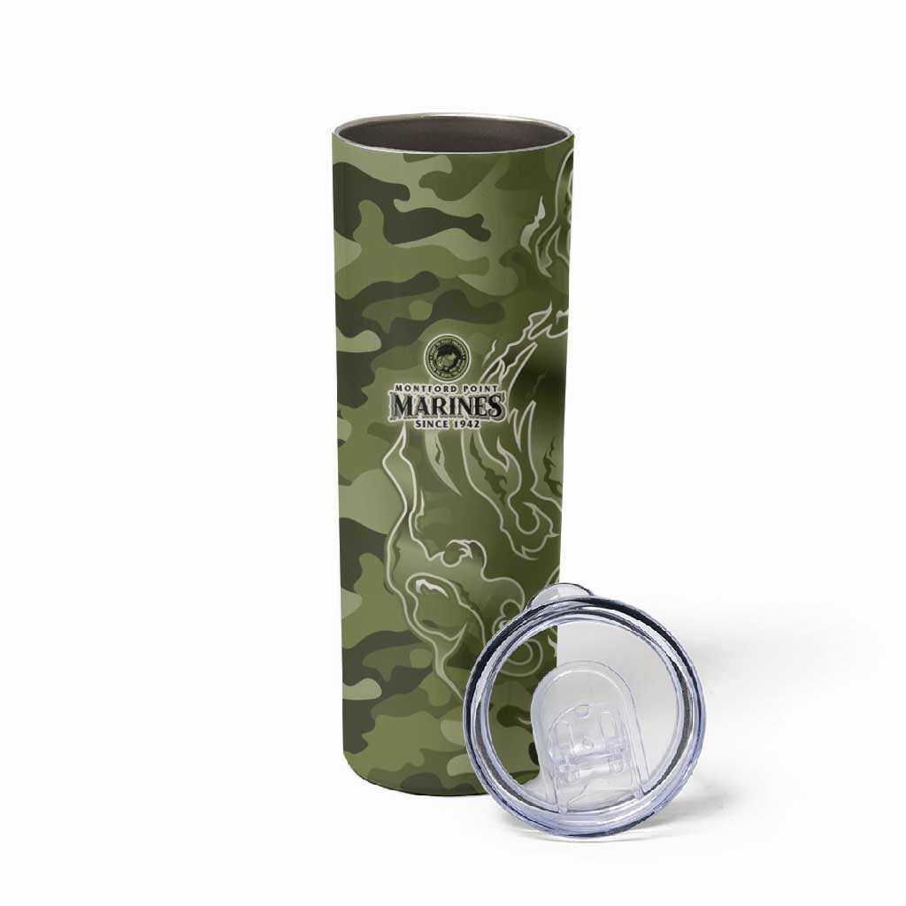 Montford Point Marines Skinny Tumbler Flame Fire Military Green Camo
