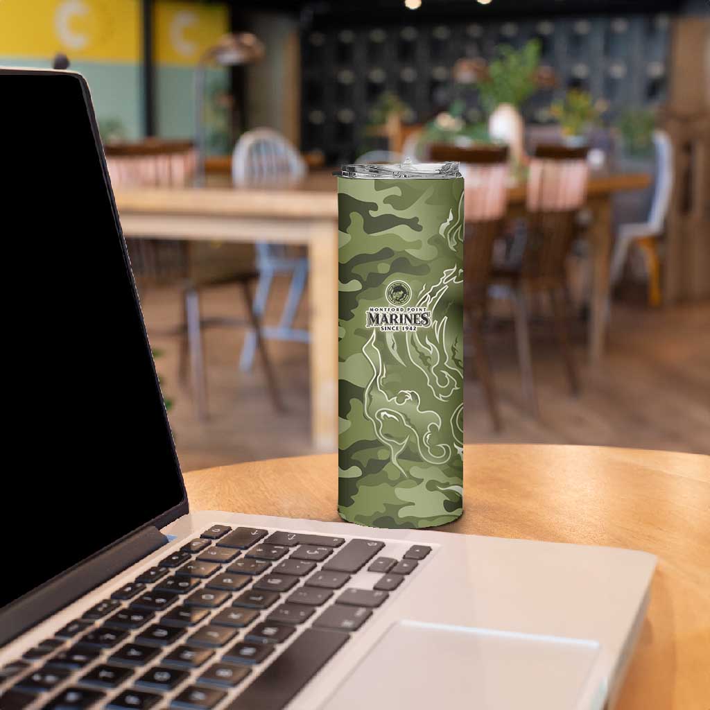 Montford Point Marines Skinny Tumbler Flame Fire Military Green Camo