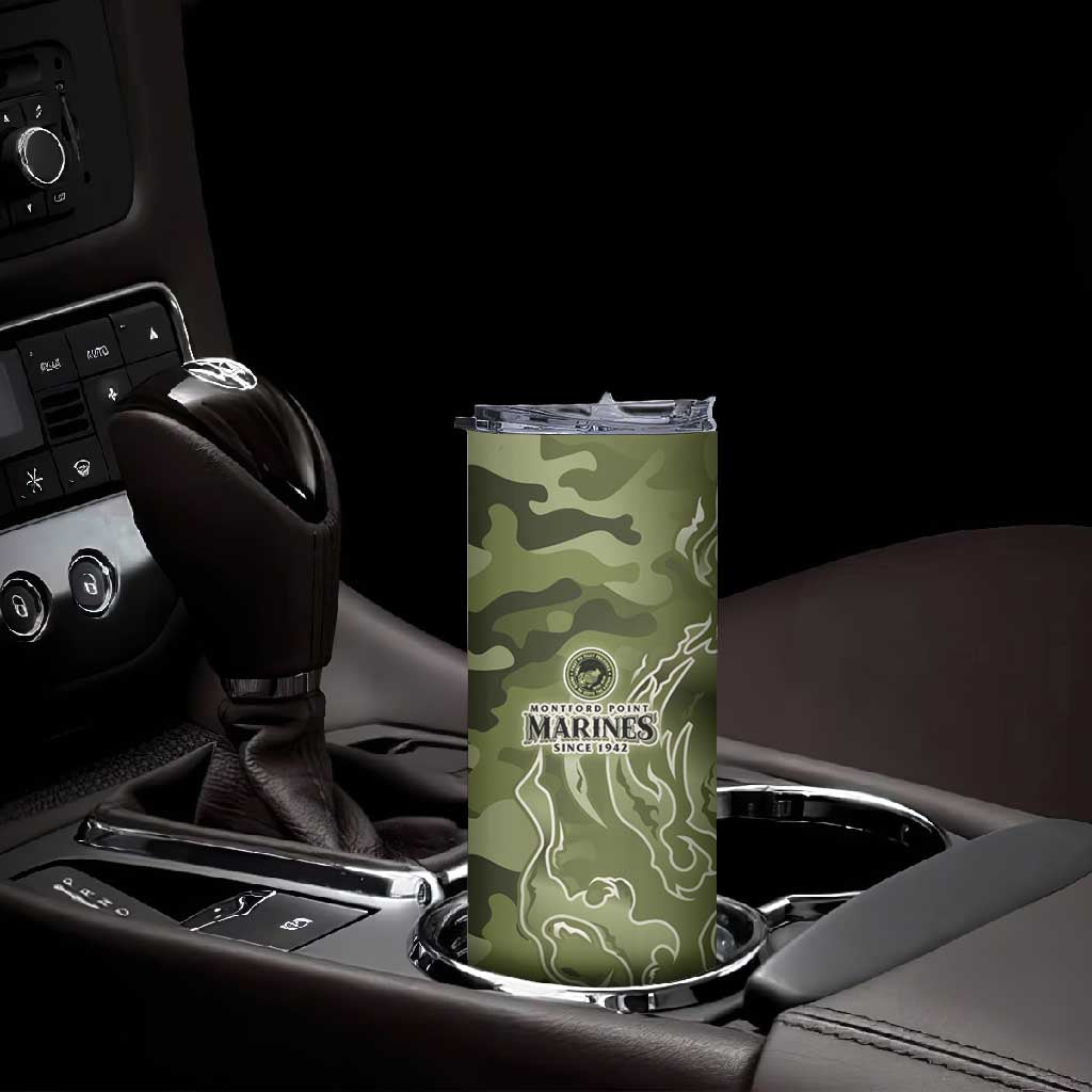 Montford Point Marines Skinny Tumbler Flame Fire Military Green Camo