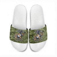 Montford Point Marines Slide Sandals Flame Fire Military Green Camo