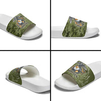 Montford Point Marines Slide Sandals Flame Fire Military Green Camo