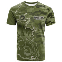 Montford Point Marines T shirt Flame Fire Military Green Camo