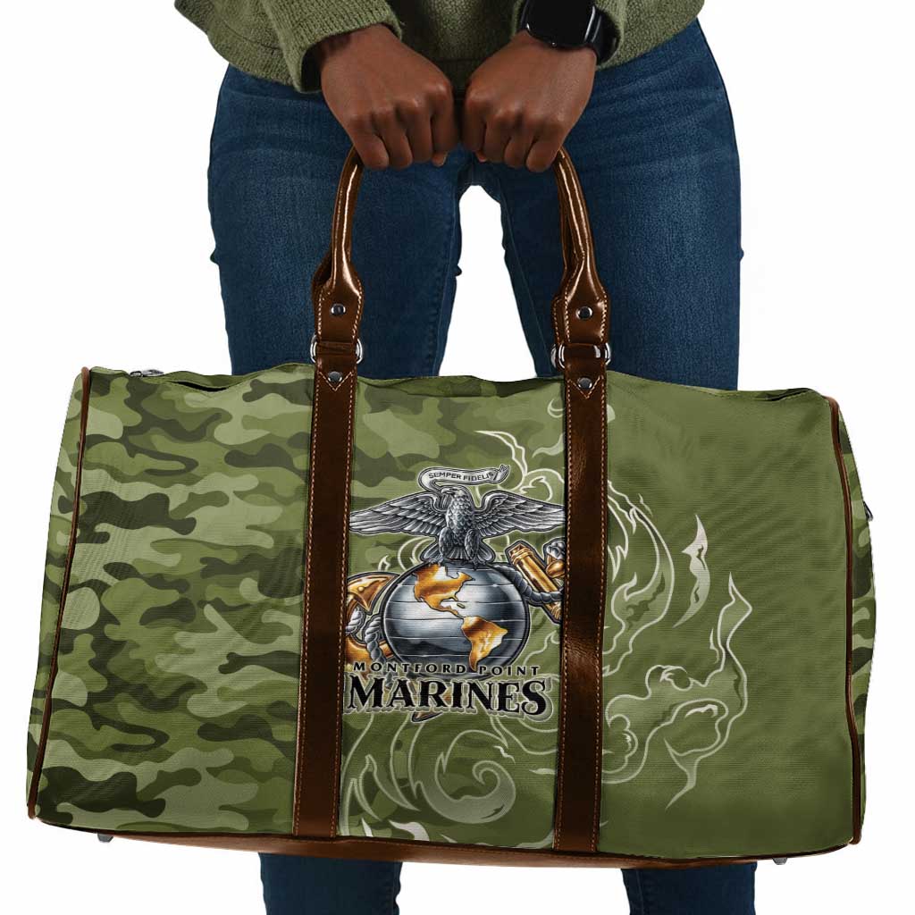 Montford Point Marines Travel Bag Flame Fire Military Green Camo