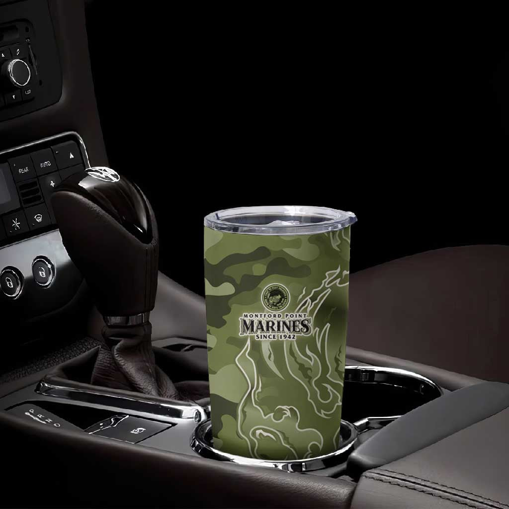 Montford Point Marines Tumbler Cup Flame Fire Military Green Camo