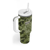 Montford Point Marines Tumbler With Handle Flame Fire Military Green Camo