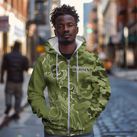 Montford Point Marines Zip Hoodie Flame Fire Military Green Camo