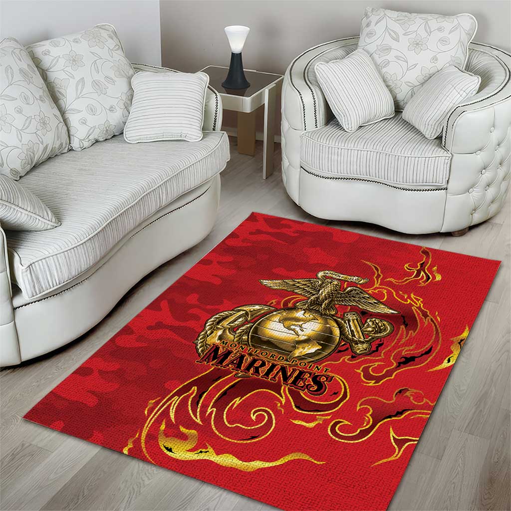 Montford Point Marines Area Rug Flame Fire Military Red Camo