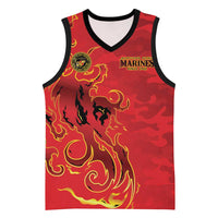 Montford Point Marines Basketball Jersey Flame Fire Military Red Camo