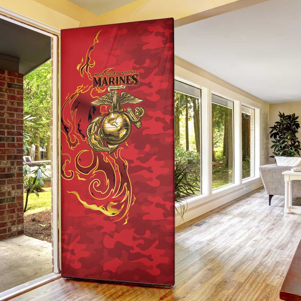Montford Point Marines Door Cover Flame Fire Military Red Camo