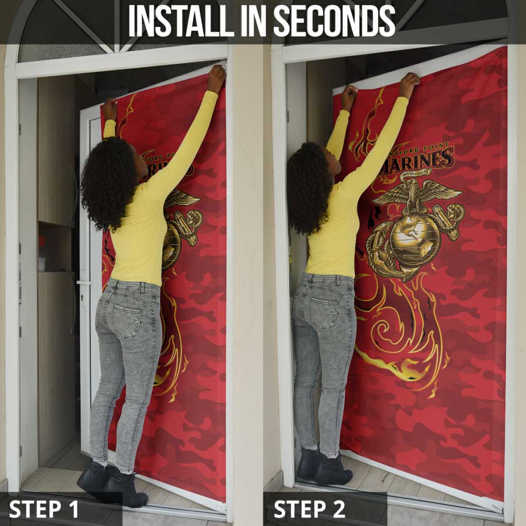 Montford Point Marines Door Cover Flame Fire Military Red Camo