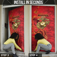 Montford Point Marines Door Cover Flame Fire Military Red Camo