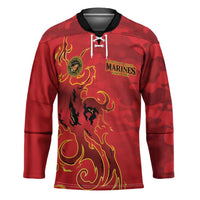 Montford Point Marines Hockey Jersey Flame Fire Military Red Camo