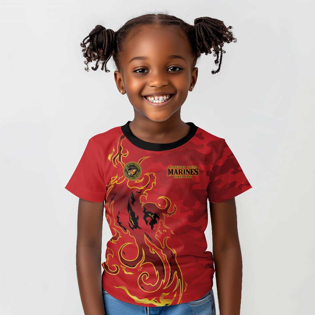 Montford Point Marines Kid T shirt Flame Fire Military Red Camo