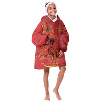Montford Point Marines Kid Wearable Blanket Hoodie Flame Fire Military Red Camo