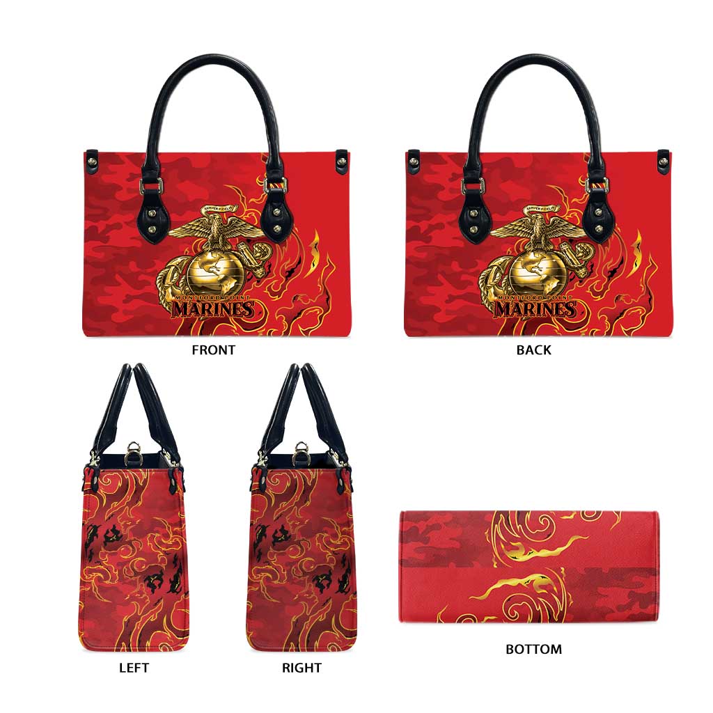 Montford Point Marines Leather Bag Flame Fire Military Red Camo