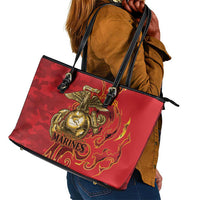 Montford Point Marines Leather Tote Bag Flame Fire Military Red Camo