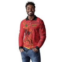 Montford Point Marines Long Sleeve Polo Shirt Flame Fire Military Red Camo