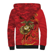 Montford Point Marines Sherpa Hoodie Flame Fire Military Red Camo