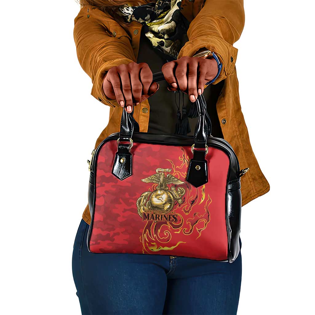 Montford Point Marines Shoulder Handbag Flame Fire Military Red Camo